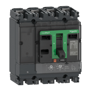 قاطع ComPacT NSX100B، سعة 25 كA عند 415VAC، أربع أقطاب 3D (حيادي غير محمي)، وحدة TMD بتيار 50A.