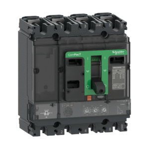 قاطع تيار ComPacT NSX100F، قدرة فصل 36 كA عند 415VAC، أربع أقطاب، بوحدة MicroLogic 2.2 بتيار 40 أمبير.