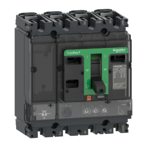 قاطع تيار ComPacT NSX100H، سعة فصل 70 كA على 415VAC، 4 أقطاب، مزود بوحدة MicroLogic 2.2 بتيار 100 أمبير.