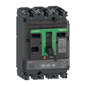 قاطع تيار ComPacT NSX160B، سعة فصل 25 كA عند 415VAC، ثلاثي الأقطاب، مزود بوحدة MicroLogic 2.2 بتيار 160 أمبير.