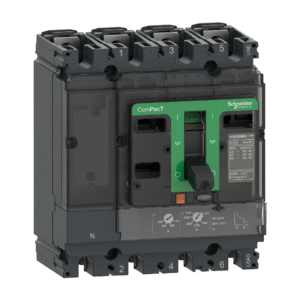 قاطع ComPacT NSX160B، 25 كA عند 415VAC، أربعة أقطاب 3D (الحيادي غير محمي)، مزود بوحدة TMD بتيار 160 أمبير.