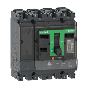 قاطع تيار ComPacT NSX160H، 70 كA / 415VAC، أربعة أقطاب 3D (نيوترال غير محمي)، وحدة TMD بتيار 125 أمبير.