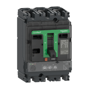 قاطع ComPacT NSX160N، سعة 50 كA عند 415VAC، ثلاث أقطاب، مزود بوحدة MicroLogic 2.2 بتيار 100 أمبير.