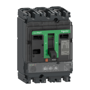 قاطع ComPacT NSX160N، سعة 50 كA عند 415VAC، ثلاثي الأقطاب، وحدة MicroLogic 2.2 بتيار 160 أمبير.