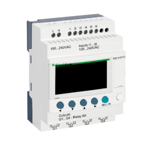 مرحل ذكي مدمج، Zelio Logic SR2 SR3، 10 مدخلات ومخرجات، 100 إلى 240 فولت تيار متردد، بدون ساعة، شاشة عرض