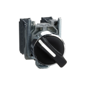 مفتاح الاختيار، Harmony XB4، معدني، أسود، 22 مم، وضعان، ثابت، 1NO+1NC